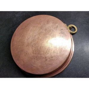Antique Hammered Copper Baking Pan, c.1880’s, Rivited Brass Ring Tin Lined 8"